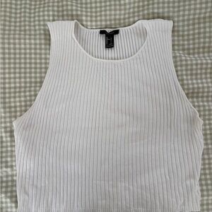 Forever 21 White Ribbed Tank Top